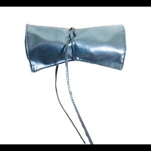 MAKEUP CASE Vegan/Faux Leather Roll Up Storage With Tie Detail Pouch Black OS